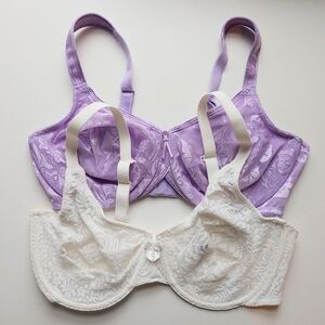 Wacoal Unlined Floral Lace Purple & Ivory Bras, 36D